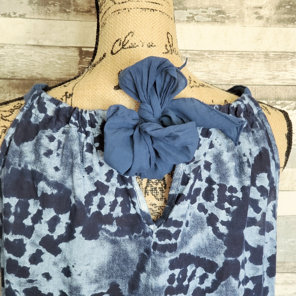 BELLAMBRA Women's Linen Halter Dress Blue Medium - Picture 12 of 15
